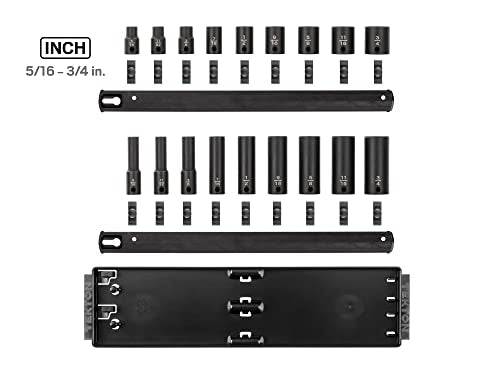 TEKTON 3/8 Inch Drive Impact Socket Set, 18-Piece | SID91212 - size: 18-Piece (5/16-3/4 in.)