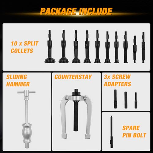 GOOACC 16pcs Blind Hole Bearing Puller Kit, Slide Hammer Pilot Insert Inner Internal Removal Tool Blind Hole Collet Bearing Set, Heavy Duty Blind Bearing Race and Seal Puller Extractor Kit Black Case - color: 16pc Blind Hole Bearing Puller Black
