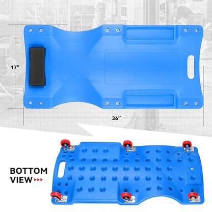 Auto Dynasty 36 Inches Mechanic Creeper, Automotive Garage Repair Low Profile Under Car Rolling Creeper with Padded Headrest, Plastic, Blue - color: Blue, size: 36" L