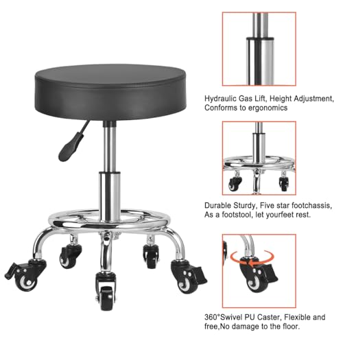 JOSTZHXIN Low Height Rolling Stool Height Adjustable Low Roller Seat, Swivel Small Chair Mechanic Stool, Short Stools for Home Office Garage Shop (Style 2) - style: style 2