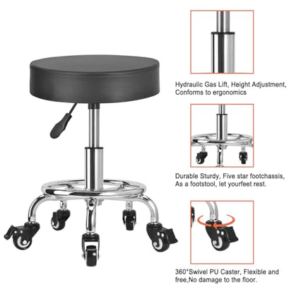 JOSTZHXIN Low Height Rolling Stool Height Adjustable Low Roller Seat, Swivel Small Chair Mechanic Stool, Short Stools for Home Office Garage Shop (Style 2) - style: style 2