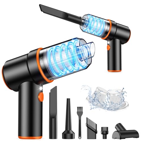 KMM Handheld Car Vacuum Cleaner, 9000PA Vacuum Cleaner & Air Duster, 120W High Power Vacuum Portable Cordless, Hand Held Vacuum Rechargeable with Multi-Nozzles & LED Light for Home, Car, Office - color: Black Orange