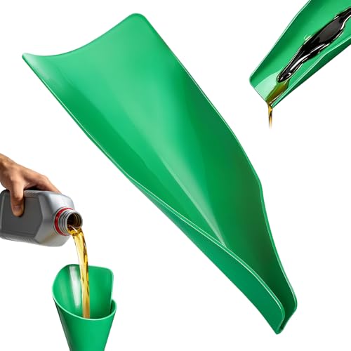 JUSTTOP Flexible Oil Funnel,Reused Flexible Foldable Oil Drain Funnel,Form a Funnel Flexible Draining Tool for Most Cars, Trucks, Motorcycles,Soft Silicone Material,Easy to Clean - size: Silicone-Green
