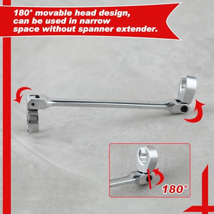 Flex Head Flare Nut Wrench Set 9 * 11mm Metric Double Flexible Line Wrench 40Cr for Automotive and Plumbing Repairs - style: 9*11mm