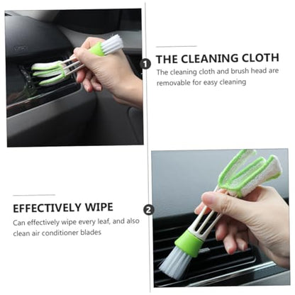 3pcs Car Air Vent Detail Brush Set for Interior Crevice and Louver Cleaning, Green Mini Duster Tools for Automotive Air Conditioner Vents and Dashboard Maintenance