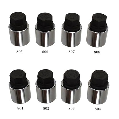 9PCS 25.5mm Wheel Lock Nut Remover Kit for Jeep (JK) - 19mm x 20mm Aluminum Wheel Nut Remover