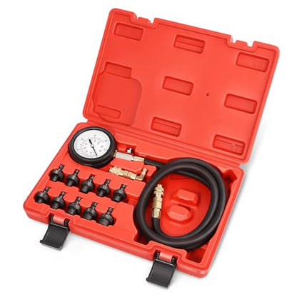 DNA Motoring Engine Oil Pressure Testing Diagnostic Tool Kit Dual Scale Gauge with Adapters for Cars, Trucks, Tractors, TOOLS-00339 - style: Engine Oil Pressure Testing
