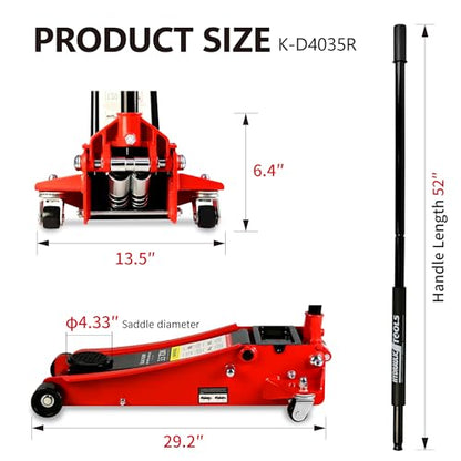 3.5 Ton Low Profile Floor Jack, Hydraulic Racing Floor Jack with Dual Pistons Quick Lift Pump for Sport Utility Vehicle, Lifting Range 4"-21" (3.5 Ton Lifting 4"-21") - size: 3.5 Ton Lifting 4"-21"