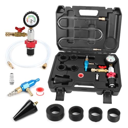 Coolant Vacuum Refill Kit Time-saving Vacuum Coolant Refill Kit Well-sealed Cooling System Vacuum Purge & Refill Kit with Pressure Gauge, 5 Sizes Adapters, Long Coolant Filling Hose for All Vehicles