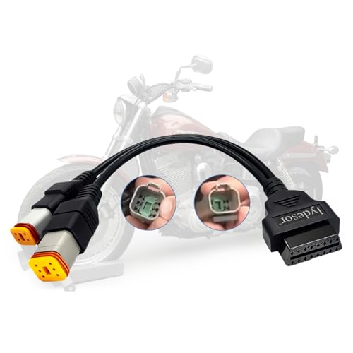 Obd2 Cable for Harley 4pin+6pin 2 in 1 Motorcycle OBD Adapter Cable | OBD Scanner Connector Work with Motorcycle OBDii Diagnostic Tool 16 Pin to 4 Pin 6 Pin Fits for Harley Davidson Scan Tool