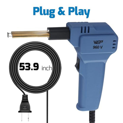 WEP 960-V Blue Plastic Welder Kit 110V with LED Lights with 200 Hot Staples and Pliers for Car Bumper Plastic Welding, Plastic Gas Tank Repair, a Great Automotive Tools for Mechanics - color: Light Blue