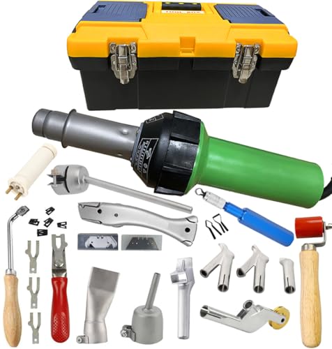 1600W Hot Air Plastic Welder Gun, Flooring Tool Set Handheld Torch Welder Pistol Vinyl PVC TPO Welding Heat Gun, with Butterfly Repair Welding Kit, Speed Welding Nozzles, Vinyl Flooring Kit