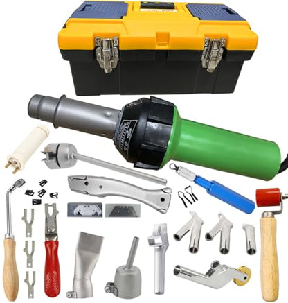 1600W Hot Air Plastic Welder Gun, Flooring Tool Set Handheld Torch Welder Pistol Vinyl PVC TPO Welding Heat Gun, with Butterfly Repair Welding Kit, Speed Welding Nozzles, Vinyl Flooring Kit