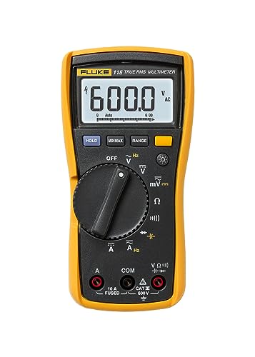 Fluke 115 Multimeter | True-RMS, 6000 Count Resolution, Field Service Technician, LED Backlight