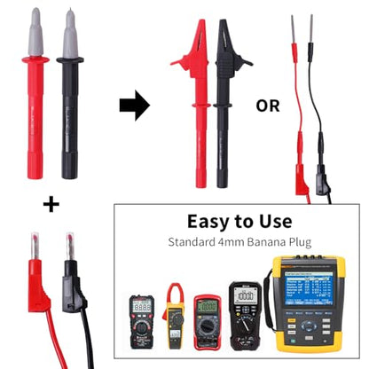 13 PCS Automotive Test Lead Kit – Banana Plug & Alligator Clip Multimeter Test Leads Set with LED Test Leads and Insulation Piercing Test Clip – CAT III 1000 V for 12 V/24 V Car Electrical Testing