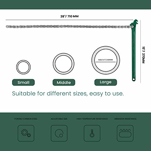 15 Inch Heavy Duty Chain Wrench for Semi Truck, Adjustable Ratcheting Oil Filter Spanner for Tool Pipe Fittings, Universal Drain, Sewer Cap, Shower Head Valve Removal