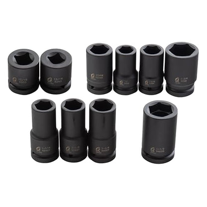 Sunex 5690A, 1 Inch Drive Heavy Duty Wheel Impact Socket Set, 10-Piece, SAE/Metric, Deep/Deep Thin Wall/Square/Controlled Depth, Cr-Mo Steel, Storage Case, Black - size: 1" Dr Wheel Impact Socket Set, 10 PC, style: SAE & Metric Wheel
