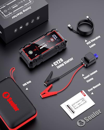 Jump Starter, Car Battery Jumper Starter Portable, Jump Box Battery Booster with 3 Modes Flashlight, Jumper Cables with Gloves | Lithium Ion Jump Starter With 3 Modes Flashlight, 12V Jumper Cables With Gloves, Quick Charge Power Bank, Compass - color: 650