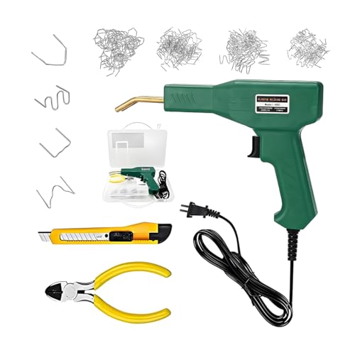 Car Plastic Welder, Vehicle Plastic Welder Gun Kit for Bumper Repair with 200 Hot Staples ＆ Carry Case, Portable Automotive Repair DIY Tools Accessories, Universal for SUV RV Truck (Green) - color: Green
