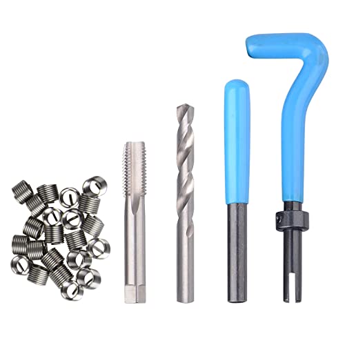 DAYUAN 131Pcs SAE Thread Repair Kit, HSS Drill Helicoil Kit Standard | SAE 1/4"-1/2" Sizes，Repairs Stripped & Damaged Threads，High-Speed Steel Tools，45# Steel Inserts，Storage Case - size: Blue - 131Pcs-SAE