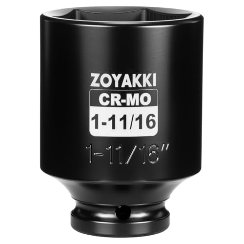 1-11/16" Socket 1/2" Drive Deep 6 Pt CR-MO SAE Impact Socket for Axle Shaft Nut Removal - size: 1-11/16"in., style: 1/2" Drive Deep