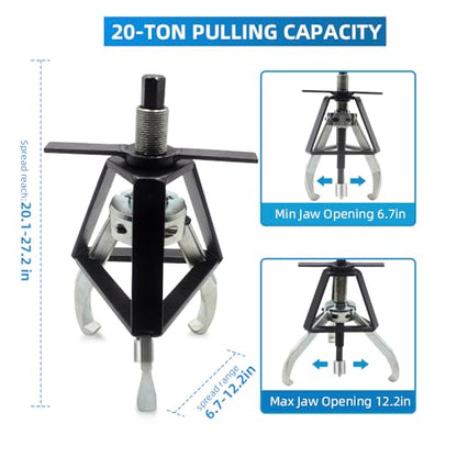 BESTOOL 3 Jaw Gear Puller,20 Ton Pulley Puller Tool, Removal Tool for Gears, Pulley, Flywheel - size: 3Jaw 20 Ton