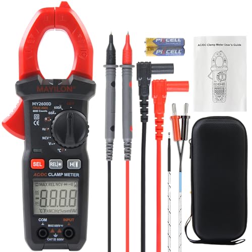 Digital Clamp Meter, Multimeter 6000Counts Volt Meter Auto-ranging Measures AC/DC Amp Clamp, NCV Non Contact Check Function (MAYILON MY2600D) - size: 6000 Counts, style: AC/DC Current