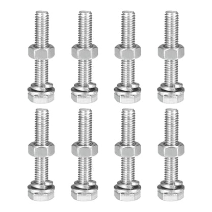 uxcell M6 x 35mm Hex Head Screws Bolts, Nuts, Flat & Lock Washers Kits, 304 Stainless Steel Fully Thread Hexagon Bolts 8 Sets - size: M6 x 35mm
