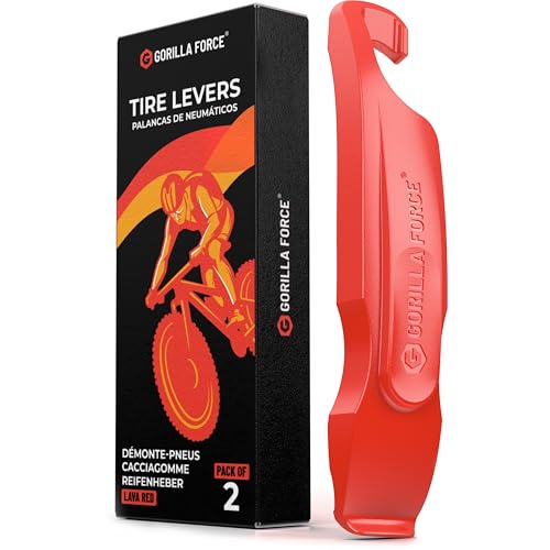 Gorilla Force Bike Tire Levers Set, Easy-to-Use Bicycle Tire Levers Tool Set for Removal, Changing, and Repair – Strong No-Scratch Plastic for Road, MTB, and Mountain Kits (Lava Red) - style: 2 Pack (Lava Red)