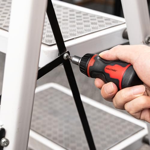 HAUTMEC 8-in-1 Stubby Ratcheting Screwdriver Set, Multi Screwdriver Tool All in One, Ratchet Short Screwdriver Set with Multi Bit Screw Driver for Use in Confined Space, Chrome Vanadium Steel Shaft - color: 8-in-1 Ratcheting