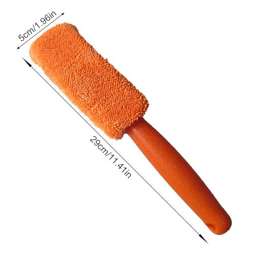 Non Abrasive Wheel Tool with Short Handle Soft Bristles for Alloy Rim Brake Dust Removal Wheel Cleaner Brush - color: gray