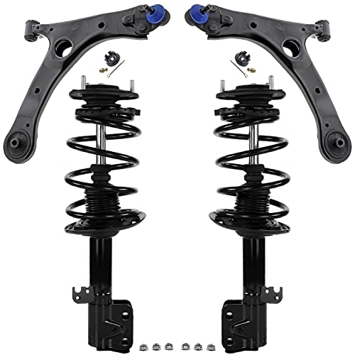 Detroit Axle - 4pc Front End Suspension Kit for Toyota 2014-2019 Corolla, 2 | Lower Control Arms w/Ball Joint Assembly 2 Struts 2015 2016 2017 2018 Replacement Quick Install Ready Struts Shocks Assembly - size: 4CQ50075/Big Kit