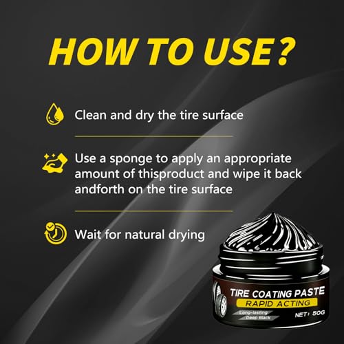 Premium Tire Coating & Trim Restorer, Bring Back the Original Deep Black Shine to Rubber and Plastic, Long Lasting Gloss Finish, Tire Coating Paste for Car Tire Plastic Trim Care, Maintenance (2 Set)