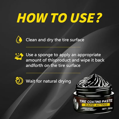 Premium Tire Coating & Trim Restorer, Bring Back the Original Deep Black Shine to Rubber and Plastic, Long Lasting Gloss Finish, Tire Coating Paste for Car Tire Plastic Trim Care, Maintenance (2 Set)