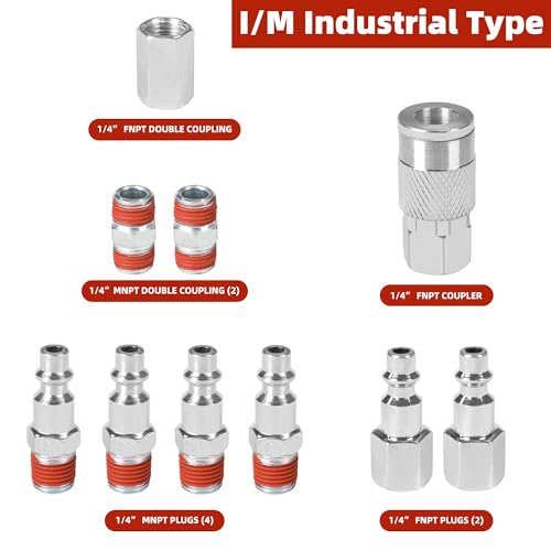 17PCS Air Compressor Accessories Attachment Kit, 1/4’’ Air Hose Fittings, Blow Gun, Tire Gauge, Air Chuck