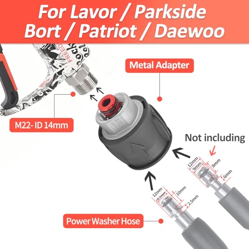 BEAR FORCE High-pressure Water Gun Painted with American-style Elements M22-ID14mm Inlet Max 3000Psi & Foam Cannon 32oz, for Bosch, Nilfisk, Sun Joe, Koblenz, Truper Electric Pressure Washer, Car Wash - size: E. For Bosch, For Koblenz
