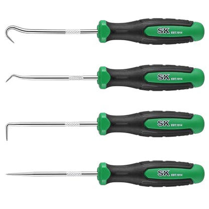 SK 4-Piece Hook and Pick Set, Straight Pick, Offset Pick, 90°Pick and Hook | Ideal for Auto and Electronics Maintenance Tools