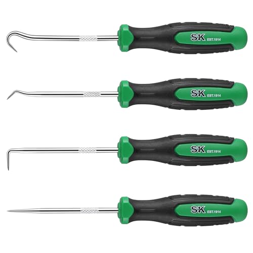 SK 4-Piece Hook and Pick Set, Straight Pick, Offset Pick, 90°Pick and Hook | Ideal for Auto and Electronics Maintenance Tools