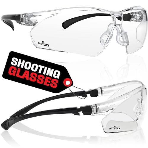 NoCry Clear Shooting Glasses for Men with Anti-Fog and Scratch Resistant Wraparound Lenses — ANSI Z87 Safety Glasses for Men with Adjustable Temples & Nose Pad — 100% UV Eye Protection for Shooting - color: Black & Black