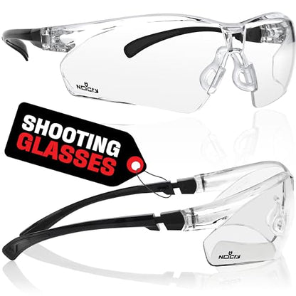 NoCry Clear Shooting Glasses for Men with Anti-Fog and Scratch Resistant Wraparound Lenses — ANSI Z87 Safety Glasses for Men with Adjustable Temples & Nose Pad — 100% UV Eye Protection for Shooting - color: Black & Black