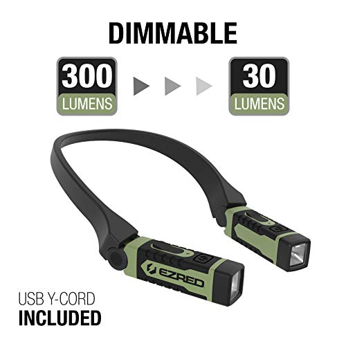 EZRED Anywear Rechargeable Neck Light for Hands-Free Lighting, Soft Green & Bright NK10 Anywear Neck Light for Hands-Free Lighting, Red and Black