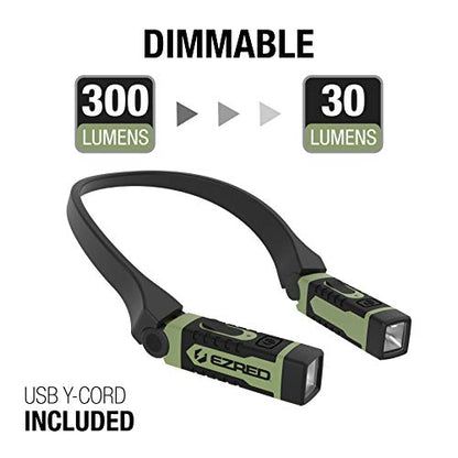 EZRED Anywear Rechargeable Neck Light for Hands-Free Lighting, Soft Green & Bright NK10 Anywear Neck Light for Hands-Free Lighting, Red and Black