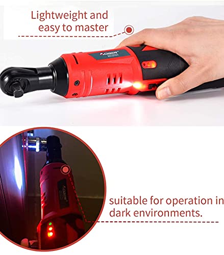 AOBEN 3/8" 12V Power Electric Ratchet Wrench Set with 1 2000mAh Lithium-Ion Battery And Charger - style: AB733-1E