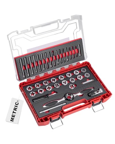 ROTATION 39-Piece Metric Tap and Die Set, Professional Threading Tool Kit for Internal & External Threads with Double-Layer Storage Case - style: Metric