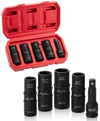 Bates- Lug Nut Impact Socket Set, 5 pcs, Lug Nut Socket Set 1/2 Drive, 21mm Lug Nut Socket, Lugnut Impact Socket Set, Lug Nut Sockets, 22mm Lug Nut Socket Set 1/2 Impact, Wheel Lug Nuts Socket