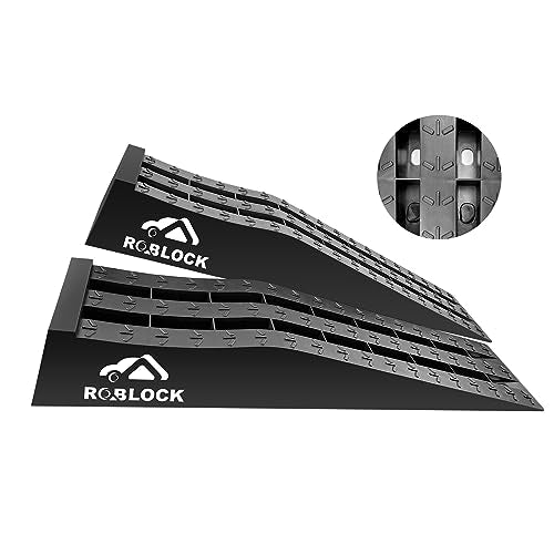 ROBLOCK Heavy Duty Car Ramps for Oil Changes and Jack Support, Portable Low Profile Car Ramps for High Lift, Vehicle Ramps for Garage, 31.5''x8.1''x4.9'', G.V.W 10000 LBS, 2 Packs