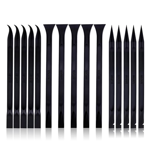 15 PCS Carbon Fiber Plastic Scrapers Tool, Non-Scratch Scraper Tool for Tight Spaces, Multi-Purpose Label Scraper Pen-Shaped, for Car Cleaning Supplies, Kitchen, Crevices, Stains (Black) - color: 15 Pcs Black