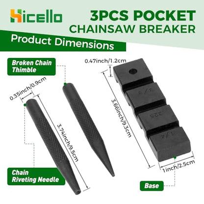 3PCS Pocket Chainsaw Breaker Chain Saw Repairing Mending Tool Set with 10 Sets 0.325'' Chainsaw Chain Joiner Link Repair Preset Straps Joining 325 058 Chain Chainsaw Breaker Joiner Mending Kit
