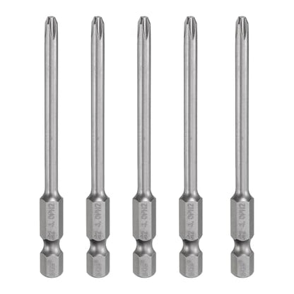 HARFINGTON 5pcs #2 Phillips Screwdriver Bit PH2 1/4" Hex Shank 3.15" (80mm) Long Magnetic S2 Steel Industrial Grade Screw Driver Bit Cross Head Electric Drill Bits 0.157" (4mm) Rod - size: PH2 x 80mm x 4mm