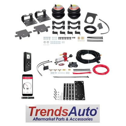 TrendsAuto Firestone Airide Red Label Air Spring Rear Kit with Air Command Single Wireless App & Remote Kit Standard Compressor fits 2011 2026 Silverado Sierra 2500HD 3500HD | TrendsAuto Decal - size: Single Path